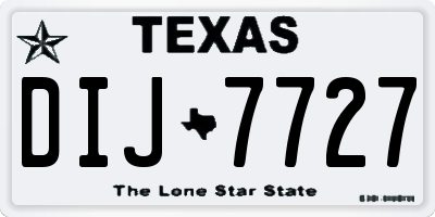 TX license plate DIJ7727