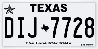 TX license plate DIJ7728