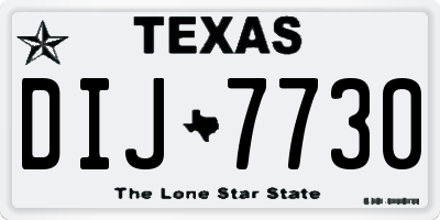 TX license plate DIJ7730