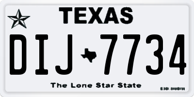 TX license plate DIJ7734