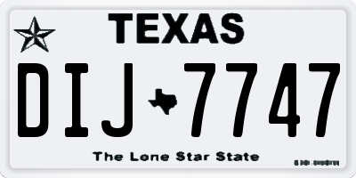 TX license plate DIJ7747