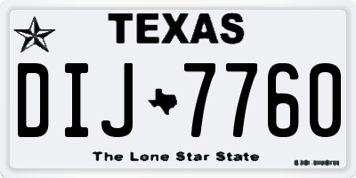 TX license plate DIJ7760
