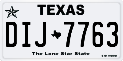 TX license plate DIJ7763