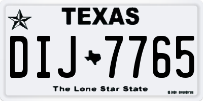 TX license plate DIJ7765