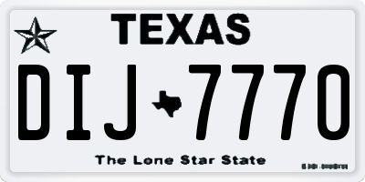 TX license plate DIJ7770