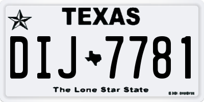 TX license plate DIJ7781