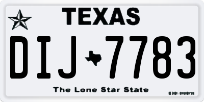 TX license plate DIJ7783