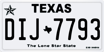 TX license plate DIJ7793