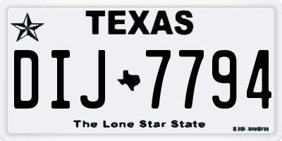 TX license plate DIJ7794