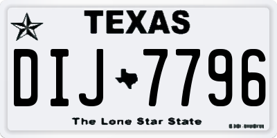 TX license plate DIJ7796