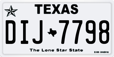 TX license plate DIJ7798
