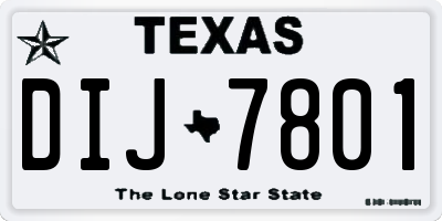 TX license plate DIJ7801