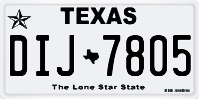 TX license plate DIJ7805