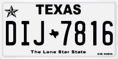 TX license plate DIJ7816
