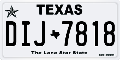 TX license plate DIJ7818