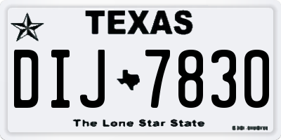 TX license plate DIJ7830