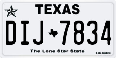 TX license plate DIJ7834
