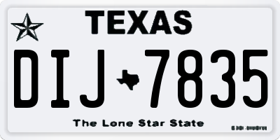 TX license plate DIJ7835