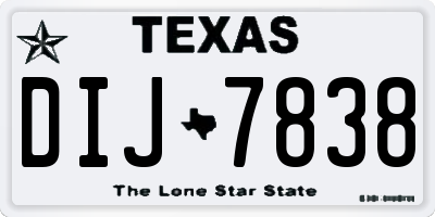 TX license plate DIJ7838