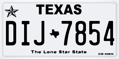 TX license plate DIJ7854