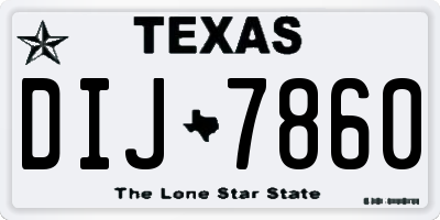 TX license plate DIJ7860