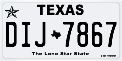 TX license plate DIJ7867