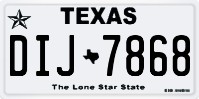 TX license plate DIJ7868