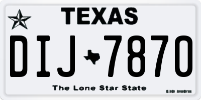 TX license plate DIJ7870