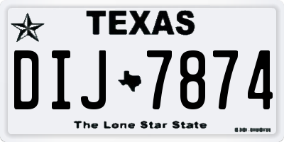 TX license plate DIJ7874