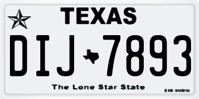 TX license plate DIJ7893
