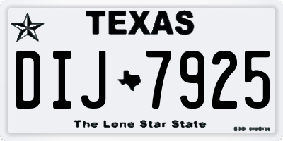 TX license plate DIJ7925