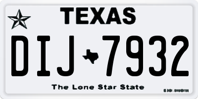TX license plate DIJ7932
