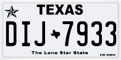 TX license plate DIJ7933