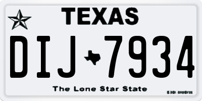 TX license plate DIJ7934