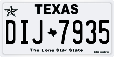 TX license plate DIJ7935