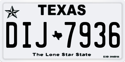TX license plate DIJ7936