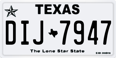 TX license plate DIJ7947