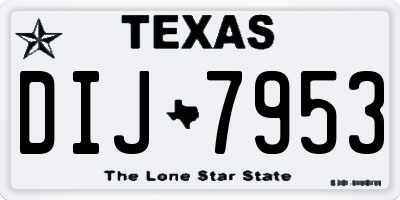 TX license plate DIJ7953