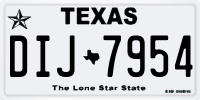 TX license plate DIJ7954