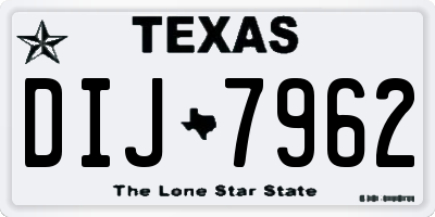 TX license plate DIJ7962