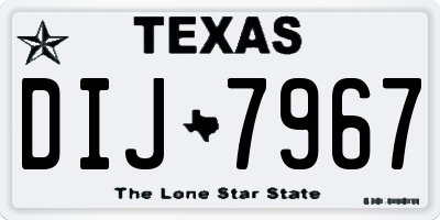 TX license plate DIJ7967