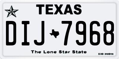 TX license plate DIJ7968