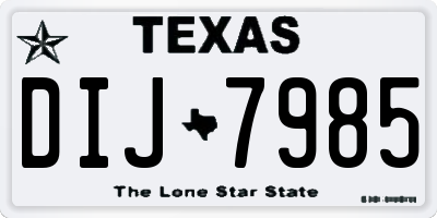 TX license plate DIJ7985