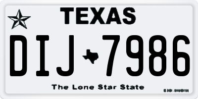 TX license plate DIJ7986