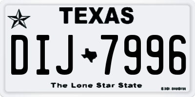 TX license plate DIJ7996