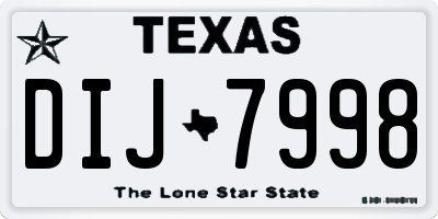 TX license plate DIJ7998