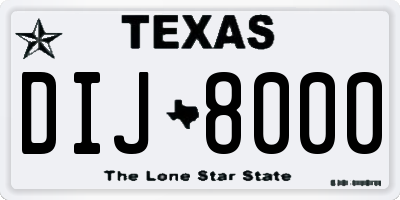 TX license plate DIJ8000