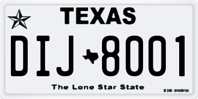 TX license plate DIJ8001
