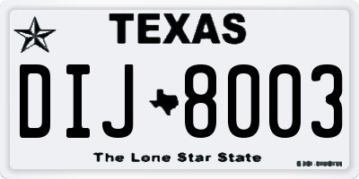 TX license plate DIJ8003