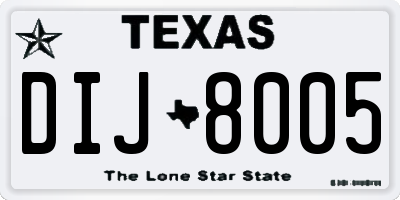 TX license plate DIJ8005